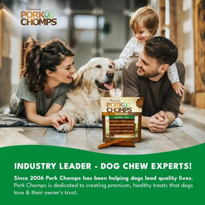Pork Chomps Roasted Pork Skin Dog Chews, 6 Inch Twists, 15 Count - Long-Lasting Treats for Dogs - High Protein, Rawhide-Free, Low Fat, Healthy & Delicious Chews7