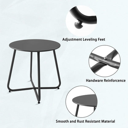 Patio Small Side Table Waterproof round Metal Steel Weather Resistant Portable Outdoor and Indoor End Table for Garden Balcony Yard, Black4