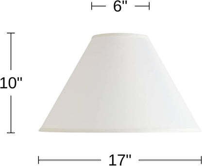 Pre-Assembled Denni Large White Linen Chimney Lamp Shade 6X17X11.5 (Spider) | 6" Top X 17" Bottom X 10" High X 11.5" Slant Replacement for Table + Floor Lamps round Fabric Harp + Finial4