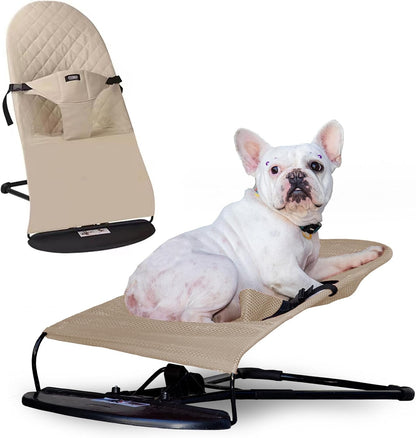 Cat & Dog Rocking Chair - Bouncer Bed for Frenchie, French Bulldog Lounge, Outdoor Portable Foldable Pet Furniture. Adjustable Height, Breathable Mesh, Safety Harness for Small Animals & Puppies1