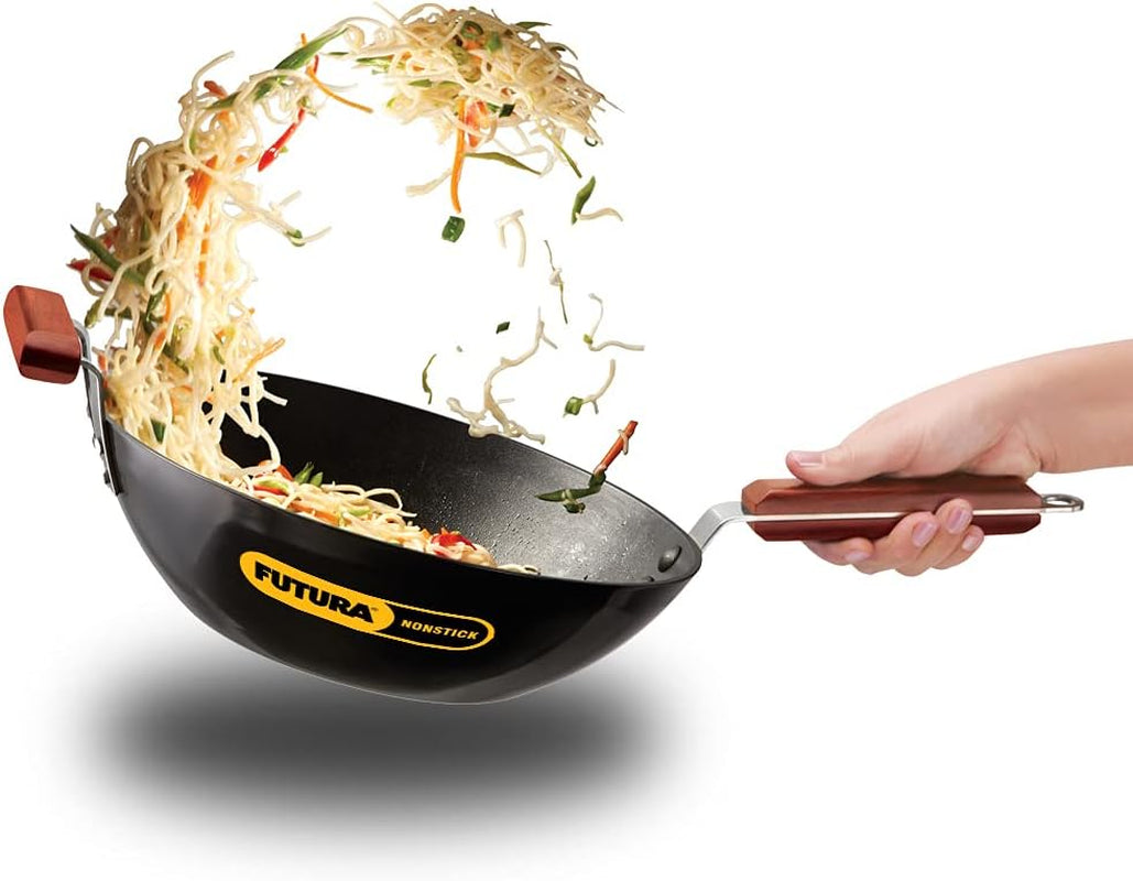 futura-nonstick-wok-stir-fry-deep-fry-pan-with-2-stay-cool-rosewood-handles-11-5-black