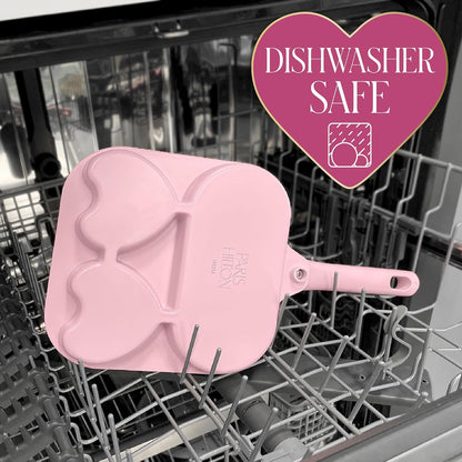 Ceramic Nonstick Divided Skillet with Heart-Shaped Sections and Grill Plate, Cast Aluminum, Dishwasher Safe, 8-Inch, Pink4