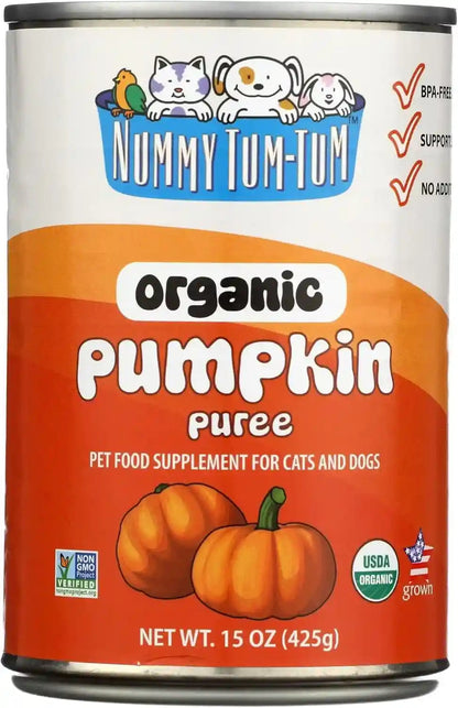 Nummy Tum Tum Organic Pumpkin for Dogs & Cats, 15 Ounce (Pack of 12) | USA Grown Pumpkins, Supports Healthy Digestion for Cats & Dogs, Great for Food Toppers, Treats, & Recipes1