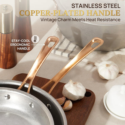 Pots and Pans Set 8 Pcs, Vintage Stainless Steel Cookware Set | Non-Toxic, PFOA/PFOS/PTFE Free, Kitchen Cooking Set with Frying Pans, Saucepans, Oven & Dishwasher Safe, Induction Compatible6