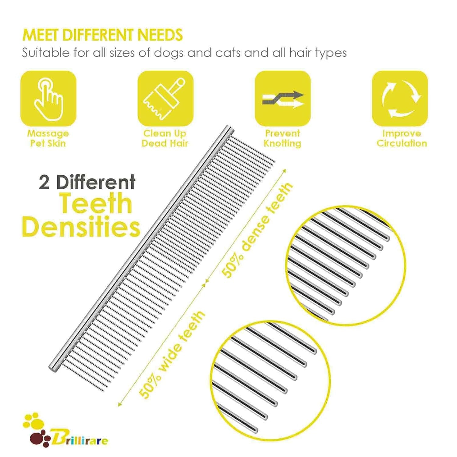 dog-grooming-comb-pet-stainless-steel-cat-combs-with-rounded-teeth-professional-metal-tear-stain-remover-dematting-tool-for-small-medium-large-pets-7-5in