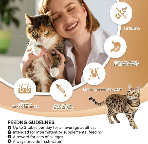 PETPHABET Lickable Cat Treats Squeeze, 4 Flavors Variety Pack 20 Tubes | Creamy Puree Squeezable Wet, Skin & Coat Health, Digestive Care, High Protein, Grain Free4