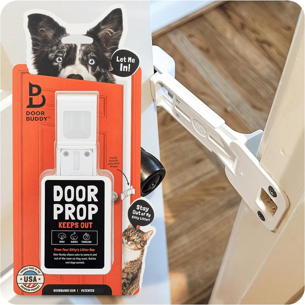 Door Buddy Door Prop for Cats - Easiest Cat Door Latch Holder to Keep Interior Door Open for Pets - Dog Proof Cat Feeding Station & Litter Box - Strong & Portable Door Stopper & Pet Gate Alternative1