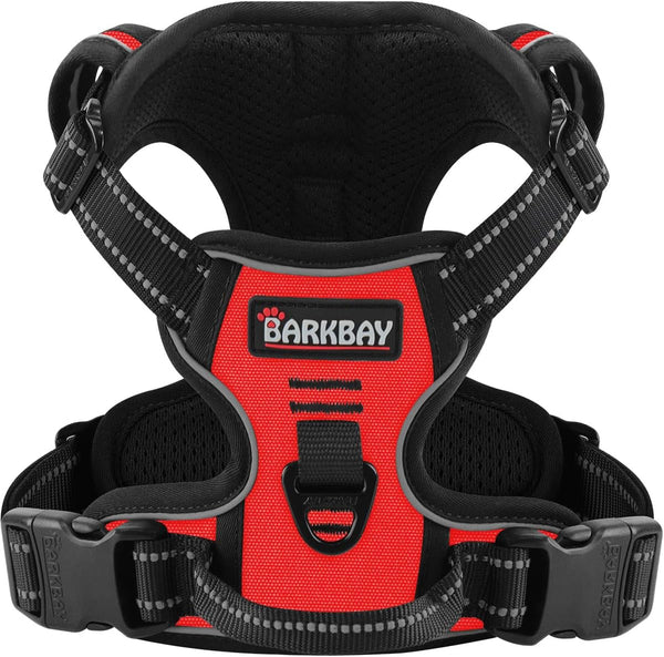 BARKBAY No Pull Pet Harness Dog Harness Adjustable Outdoor Pet Vest 3M Reflective Oxford Material Vest for PINK Dogs Easy Control for Small Medium Large Dogs (L)16