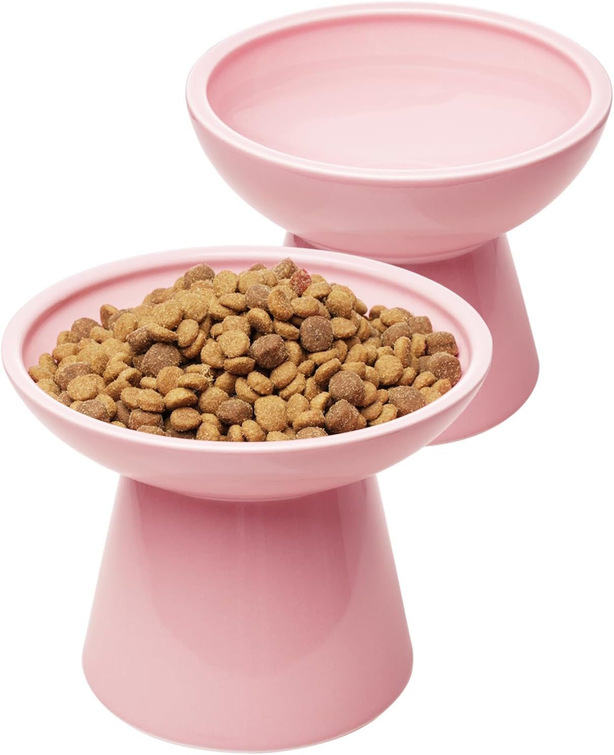 ceefu-2-pack-elevated-ceramic-cat-bowls-extra-wide-for-food-water-anti-vomiting-whisker-friendly-shallow-food-dish-and-deep-water-bowl-lead-cadmium-free-raised-height-for-cats-sage-green