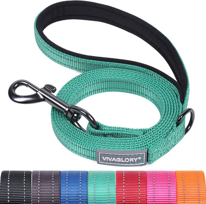 VIVAGLORY Dog Leash Puppy Leash for Collar, 3Ft X 1In, Black | with Soft Padded Handle for Training & Walking, Heavy Duty & Double Layer Nylon Pet Puppy50
