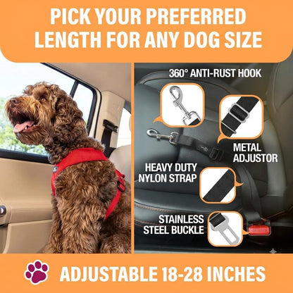Active Pets Black Car Seat Belt for Dogs, Attaches to Harness & Collar, Adjustable 18" - 24" Travel Restraint System Fits Small - Large Pups for Safety & Comfort, Essential Pet Supplies & Accessories3