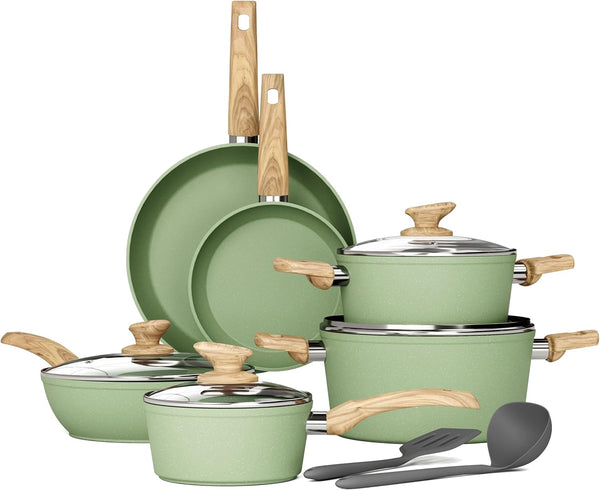 12 Piece Pots and Pans Set, Nonstick Kitchen Cookware Sets | Granite Pans Set for Cooking, Compatible with Induction, Gas & Electric Stoves, PFOA & PFOS Free, Even Heating, Easy to Clean1