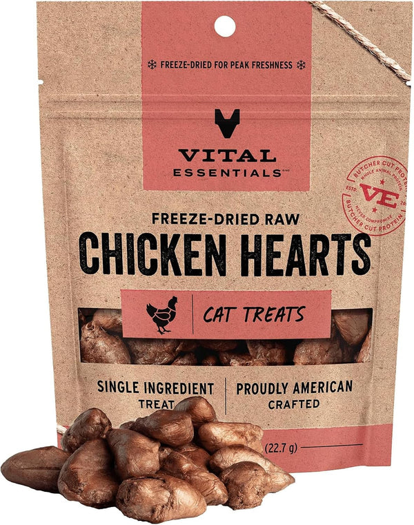 Vital Essentials Freeze Dried Raw Chicken Hearts Cat Treats, 0.8 Oz Bag | Single Ingredient, Premium Quality Protein, Grain-Free, USA Made with U.S. & Globally Sourced Ingredients11