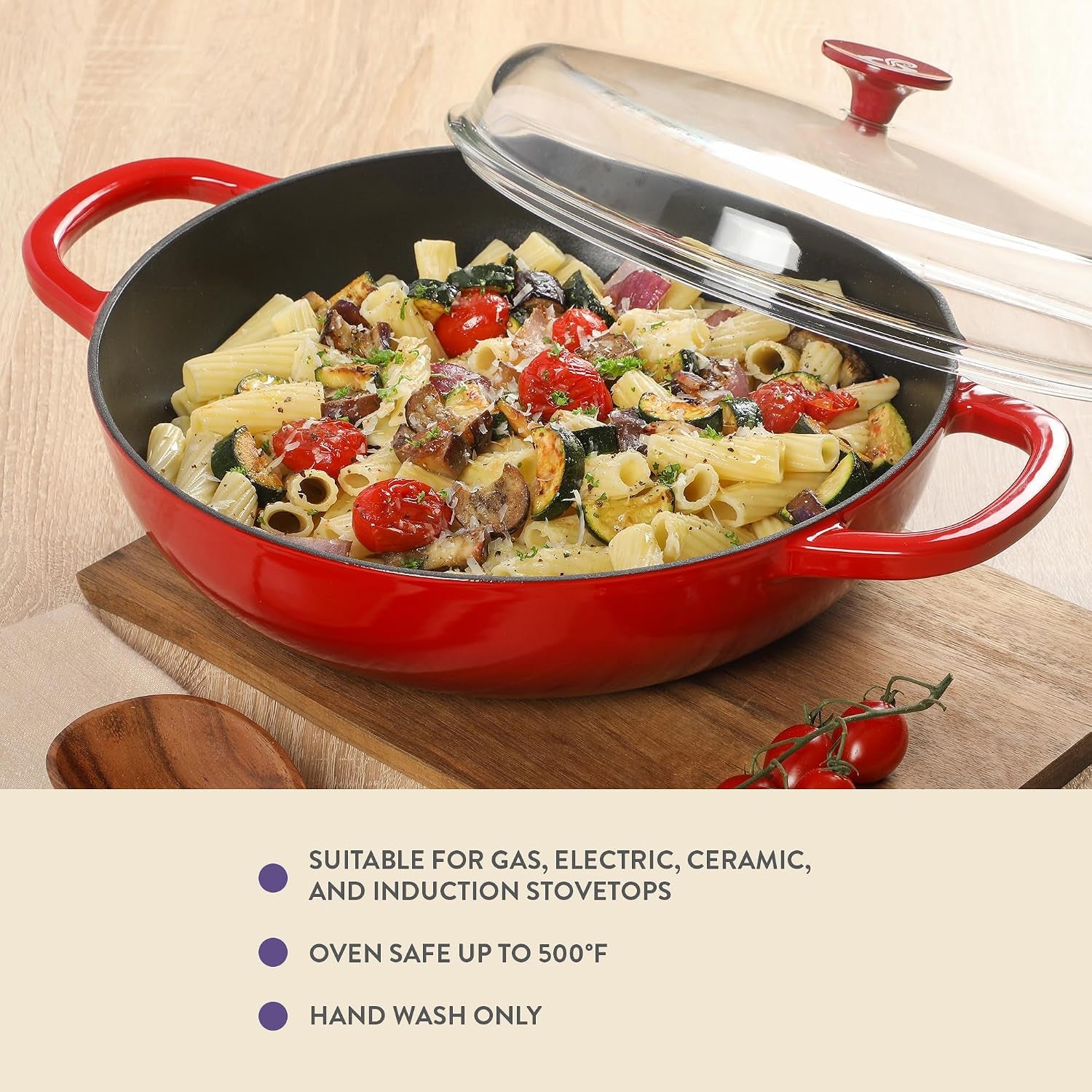 crock-pot-artisan-5-quart-enameled-cast-iron-braiser-pan-with-oven-safe-borosilicate-glass-lid-everyday-covered-skillet-for-searing-roasting-and-baking-red