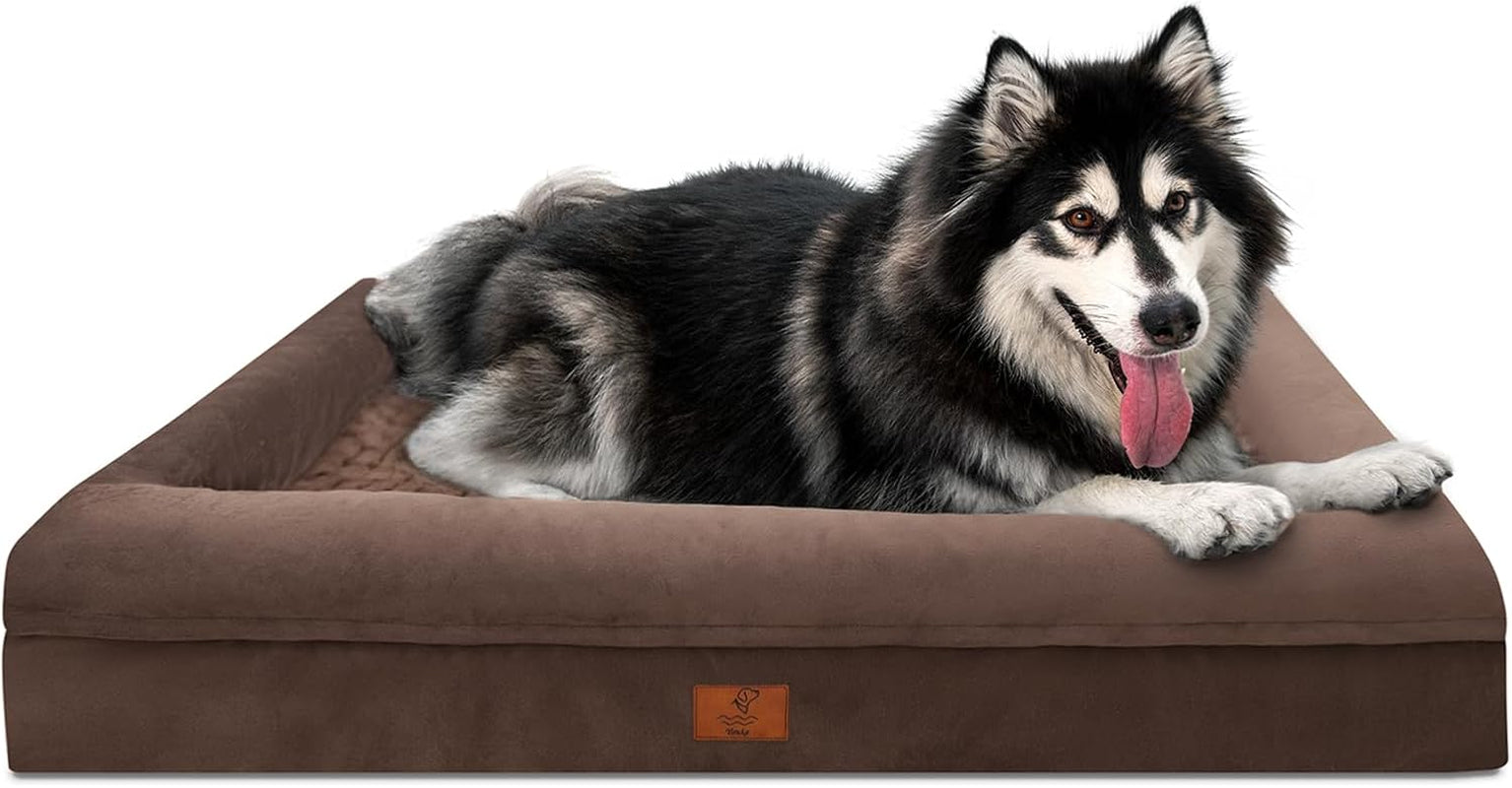 xl-orthopedic-waterprood-dog-bed-for-extra-large-size-dogs-360-degree-bolster-support-egg-crate-foam-waterproof-liner-non-slip-bottom-machine-washable-cover-45-x-35-inch