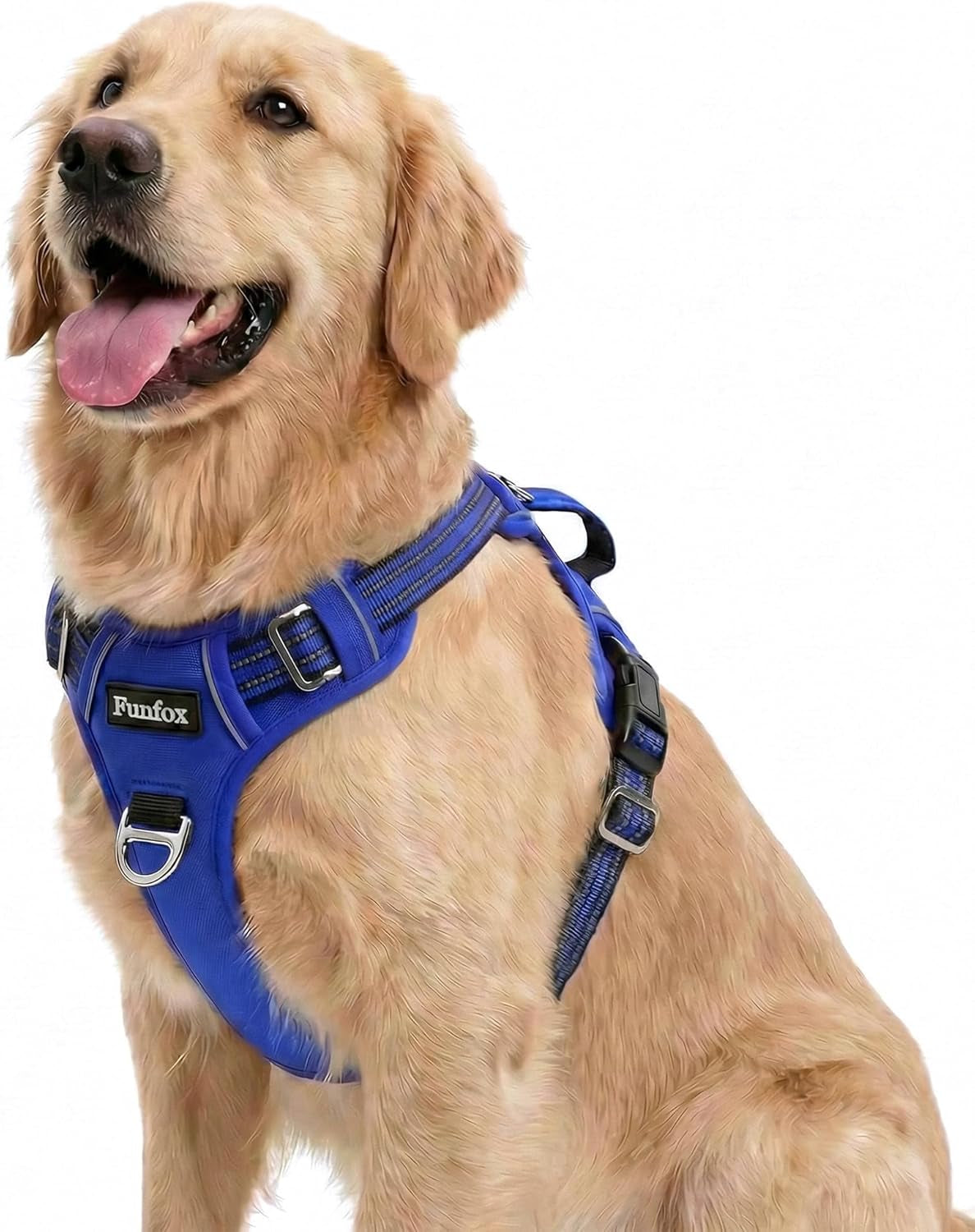 funfox-dog-harness-medium-sized-dog-vertical-handle-easy-control-no-pull-pet-vest-adjustable-with-2-leash-clips-soft-material-reflective-safe-night-walking-for-small-medium-large-breed-black-m