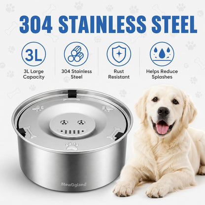 Dog Water Bowl No Spill, 3L/101Oz Stainless Steel Slow Feeder Dog Bowl with Floating Disk, Spill Proof Dog Water Bowl Dispenser for Messy Drinkers, anti Splash Large Dog Bowl with Filter4