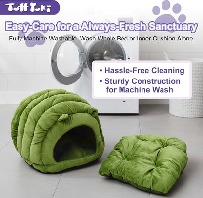 Cat Cave Bed, Orthopedic Memory Foam anti Anxiety Cat Bed for Indoor Cats, Cozy Plush Caterpillar Tunnel Cat Bed, Non Slip Pet Bed Fits Cats up to 15 Lbs, Green6