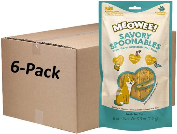 MEOWEE! Savory Spoonables Variety Pack, 12 Count Tube, Triple Flavor Squeezable Lickable Wet Treats for Cats with Built-In Spoon for Less Mess14