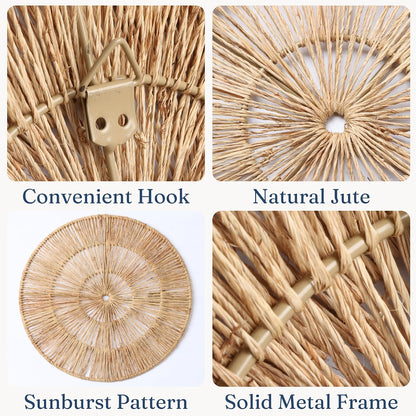 Wicker 23 Inch Jute Wall Decor Baskets, Set of 6 Extra Large Woven Jute Wall Plates, 23",21",15",13",12,10", Decorative Baskets for Wall Arts, Wall Hanging for Bedroom, Living Room, Office | 23", 21", 15", 13", 12", 10" Natural Handwoven Jute Boho Wall Art, Coastal Wall Basket for Living Room, Bedroom, Entryway2