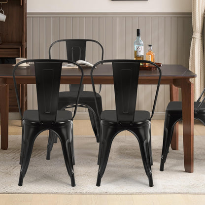 | Metal Dining Chairs | Set of 4, Black | 330Lbs Load | Stackable Tolix Side Chairs with Backrest | Non-Slip Feet | Indoor/Outdoor Use | Ideal for Kitchen & Restaurants2