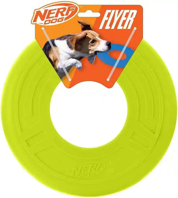 Nerf Dog Atomic Flyer Outdoor Dog Toy, 10 Inch Flying Disc Dog Fetch Toy, Rubber Dog Toy for Medium Dogs and Large Dogs, Orange9