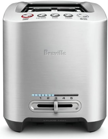 Breville BTA820XL Die-Cast Smart Toaster, 2 Slice, Brushed Stainless Steel | Toast Bagels and Thick Bread Evenly in Wide Slots with Variable Browning Control | Includes 'A Bit More' and 'Lift & Look'1