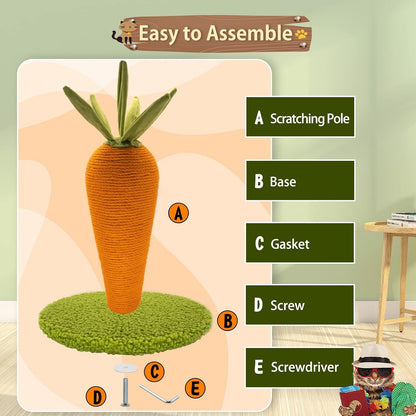AUSCAT Cat Scratching Post, Cute Carrot Scratching Post, Nature Sisal Cat Scratcher for Indoor Cats and Kittens5