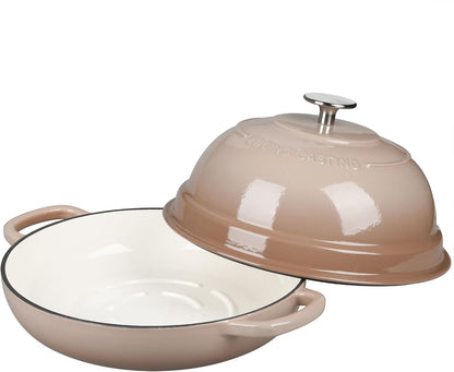 Enameled Cast Iron Dutch Oven Pot with Lid, round Bread Oven for Homemade Sourdough Bread Baking, 6 Quart, Mocha3