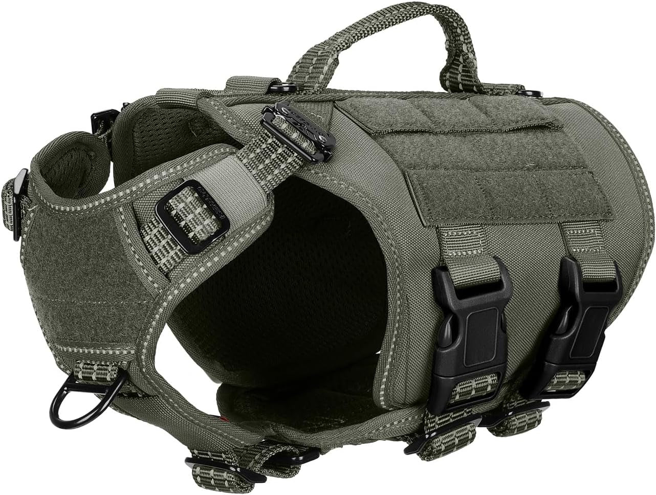 icefang-no-pull-tactical-dog-harness-for-large-dogs-adjustable-dog-vest-control-handle-molle-panel-front-hook-3-leash-clips-soft-padded-for-walking-training-pink-large