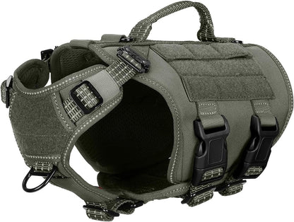 ICEFANG No Pull Tactical Dog Harness for Large Dogs,Adjustable Dog Vest | Control Handle,Molle Panel,Front Hook,3 Leash Clips,Soft Padded,For Walking Training,Pink,Large20