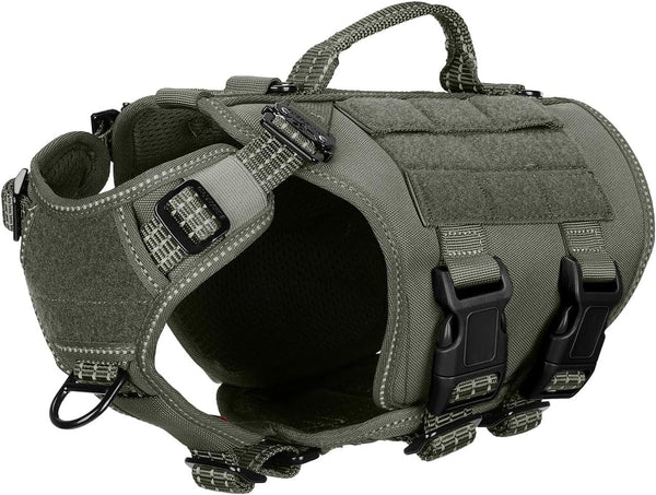ICEFANG No Pull Tactical Dog Harness for Large Dogs,Adjustable Dog Vest | Control Handle,Molle Panel,Front Hook,3 Leash Clips,Soft Padded,For Walking Training,Pink,Large20