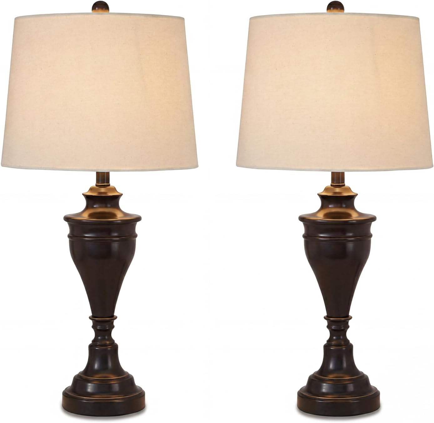 signature-design-by-ashley-table-lamp-set-of-2-dark-bronze-fabric-hardback-shade-28-5-inches-tall-traditional-double-pillar-base-3-way-switch-living-room-use-darlita-series