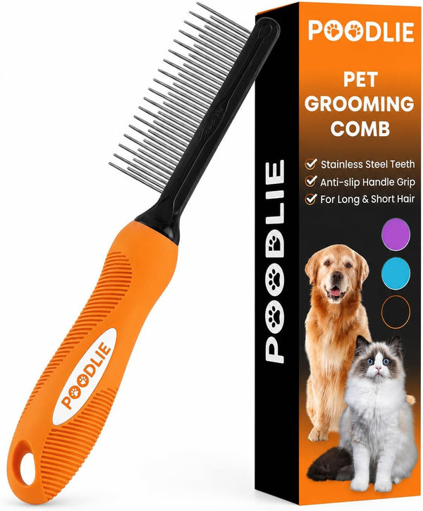 Poodle Dematting Fur Rake Comb Brush for Dogs and Cats - Long 2.5" Steel Safety Blades Metal Comb for Detangling Matted or Knotted Undercoat Hair14