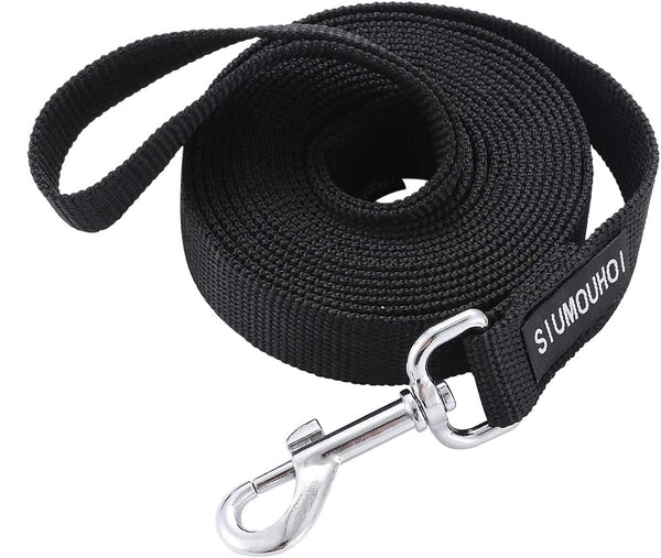 Strong Durable Nylon 10Ft Long Dog Training Leash, Traction Rope, 1 Inch Wide, for Small and Medium Dog (Black, 10 Feet)1