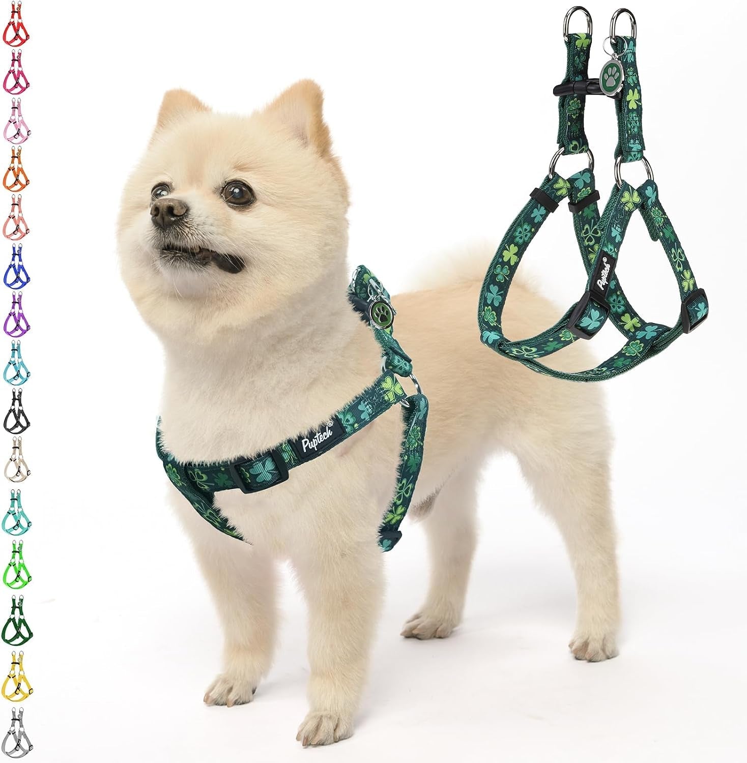 pupteck-no-pull-dog-harness-soft-adjustable-basic-nylon-step-in-puppy-vest-outdoor-walking-with-id-tag