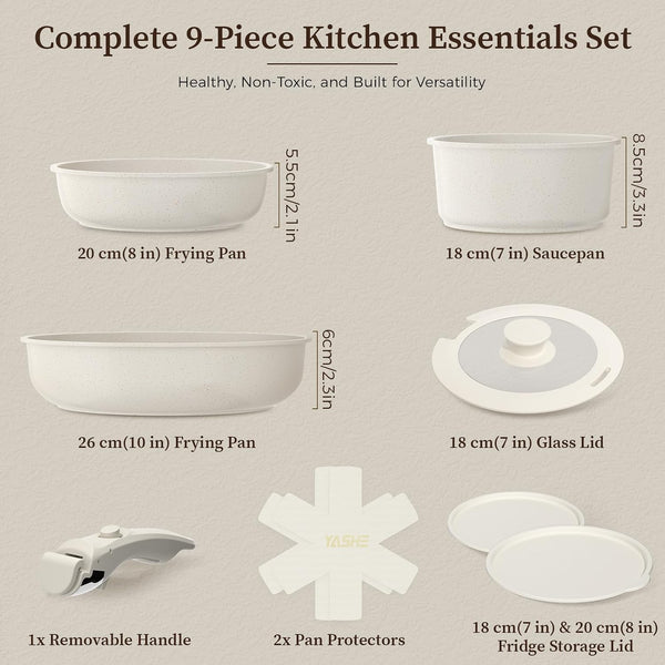 9Pcs Granite Nonstick Pots and Pans Set, Oven Safe, Stackable | Induction Compatible, Non-Toxic Cookware Set with Detachable Handle for Rvs, Camping, Pfos/Pfoa-Free2