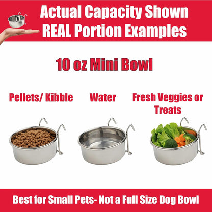 SPOT Stainless Steel Mini Coop Cup with Wire Hooks – 10 Oz Small Pet Food & Water Bowl, Rust-Resistant & Easy to Clean, Attaches to Cages for Birds, Parrots, Rabbits, Ferrets, Rats & Small Pets6