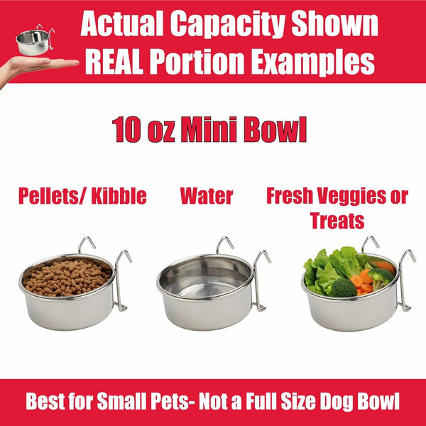 SPOT Stainless Steel Mini Coop Cup with Wire Hooks – 10 Oz Small Pet Food & Water Bowl, Rust-Resistant & Easy to Clean, Attaches to Cages for Birds, Parrots, Rabbits, Ferrets, Rats & Small Pets6