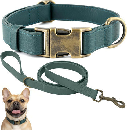 B&F Dog Collar and Leash Set,Leather Silicone Waterproof Odor-Proof Dog Collar and Leash for Medium Dogs, Soft Flexible Dog Collars, Adjustable Pet Collar (Brown, Medium (12.5-20" Neck))15