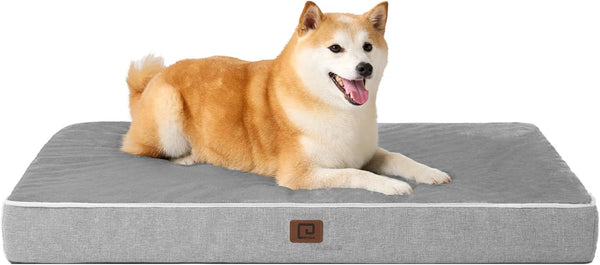 EHEYCIGA Medium Memory Foam Dog Crate Bed Washable, 30X20Inch, Grey | High Density Egg Crate Foam, Waterproof Liner, Removable Easy Clean Cover, Non-Slip Bottom, Fits Crate, Floor and Sofa20