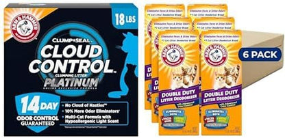 ARM & HAMMER Slide Platinum Easy Clean-Up Clumping Cat Litter, 18 Lbs | 24/7 Odor Control, Triple-Action Freshness, Non-Stick, Easy Clean Up, Low Tracking, Multi-Cat Formula, Scented13