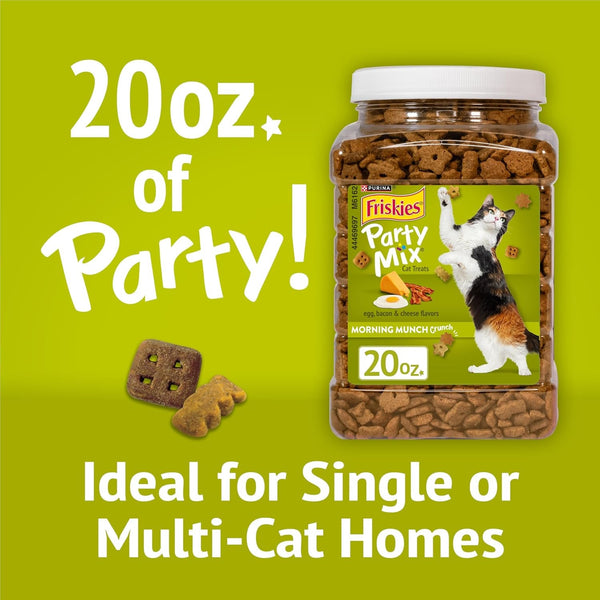 Friskies Purina Party Mix Morning Munch Crunch Egg, Bacon and Cheese Flavors Cat Treats - 20 Oz Canister3