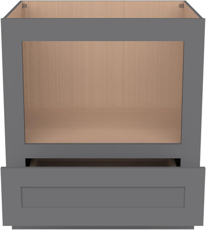 Microwave Base Cabinet – Solid Wood Shaker Style Kitchen Storage Base Unit with Drawer & Soft-Close Doors, RTA Pantry Cupboard for Dining Room, Coffee Bar 30" W X 24" D X 34 1/2" H (Pebble Gray)5