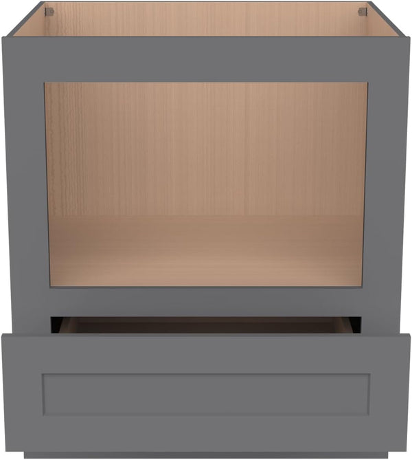 Microwave Base Cabinet – Solid Wood Shaker Style Kitchen Storage Base Unit with Drawer & Soft-Close Doors, RTA Pantry Cupboard for Dining Room, Coffee Bar 30" W X 24" D X 34 1/2" H (Pebble Gray)5
