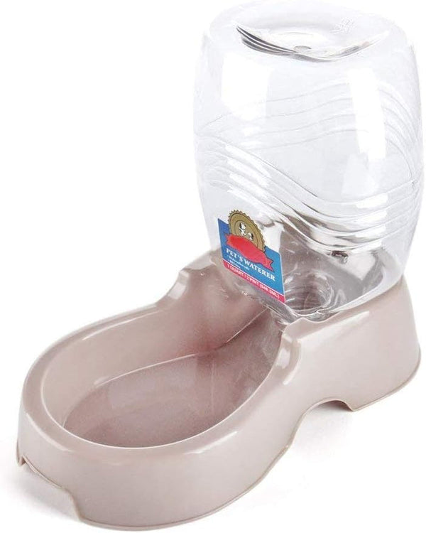 Flexzion Gravity Pet Water Dispenser for Cats & Small Dogs, 1/4 Gal Beige | Automatic Cat and Dog Waterer with 900 Ml Reservoir, Non-Skid Feet, Recessed Carry Handle, and Easy-Clean PP Bowl1