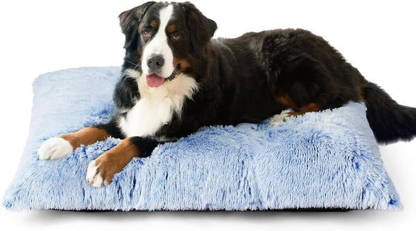 EHEYCIGA Fluffy Dog Crate Bed for Extra Large Dogs, Plush Faux Fur Pad, Calming anti Anxiety XL Bed for Crate, Washable Soft Warm Dog Mat with Non-Slip Bottom, Grey15