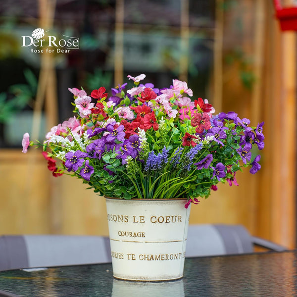 24 Bundles UV Resistant Artificial Flowers for Outdoors Mixed Colors Fake Flowers for Garden Porch Patio Fence Decor6