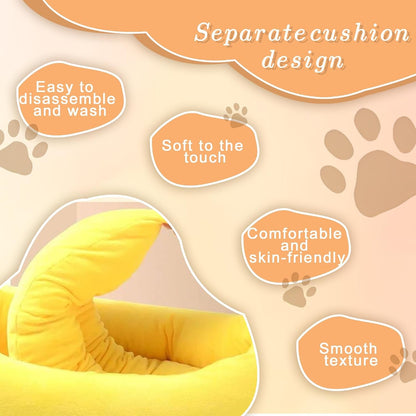 Dog & Cat Bed for Indoor Cats Relaxing Banana Mattress Fluffy Pet Mattress Waterproof Memory Foam Pet Bed with Sides Suitable for Small and Medium-Sized Dogs and Cats Guinea Pig Bed (Small)6