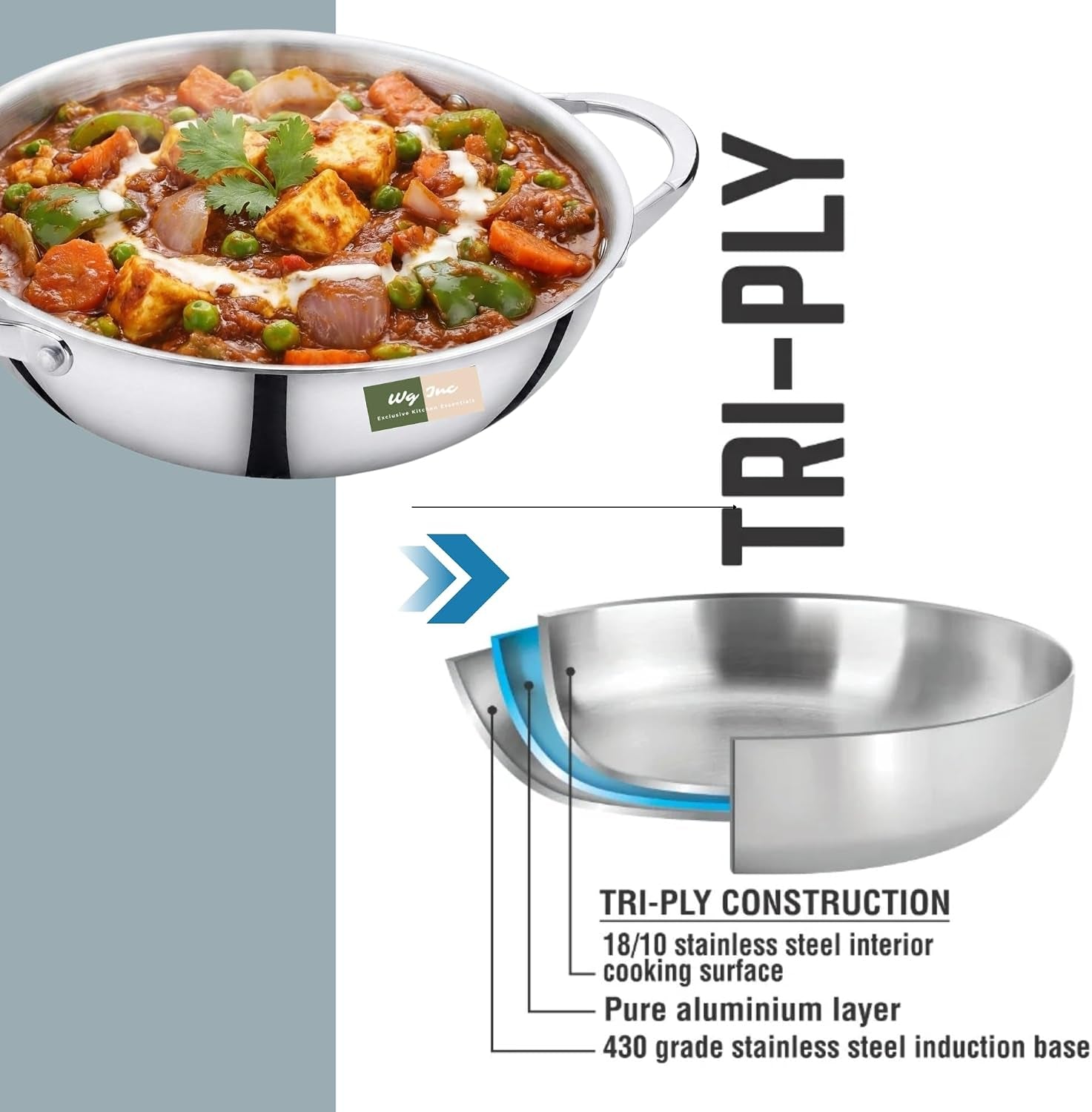 stainless-steel-wok-tri-ply-wok-pan-12-inch-kadhai-without-lid-triply-non-stick-kadai-cookware-wide-deep-stir-fry-woks-for-cooking-all-cooktops-compatible-dishwasher-safe